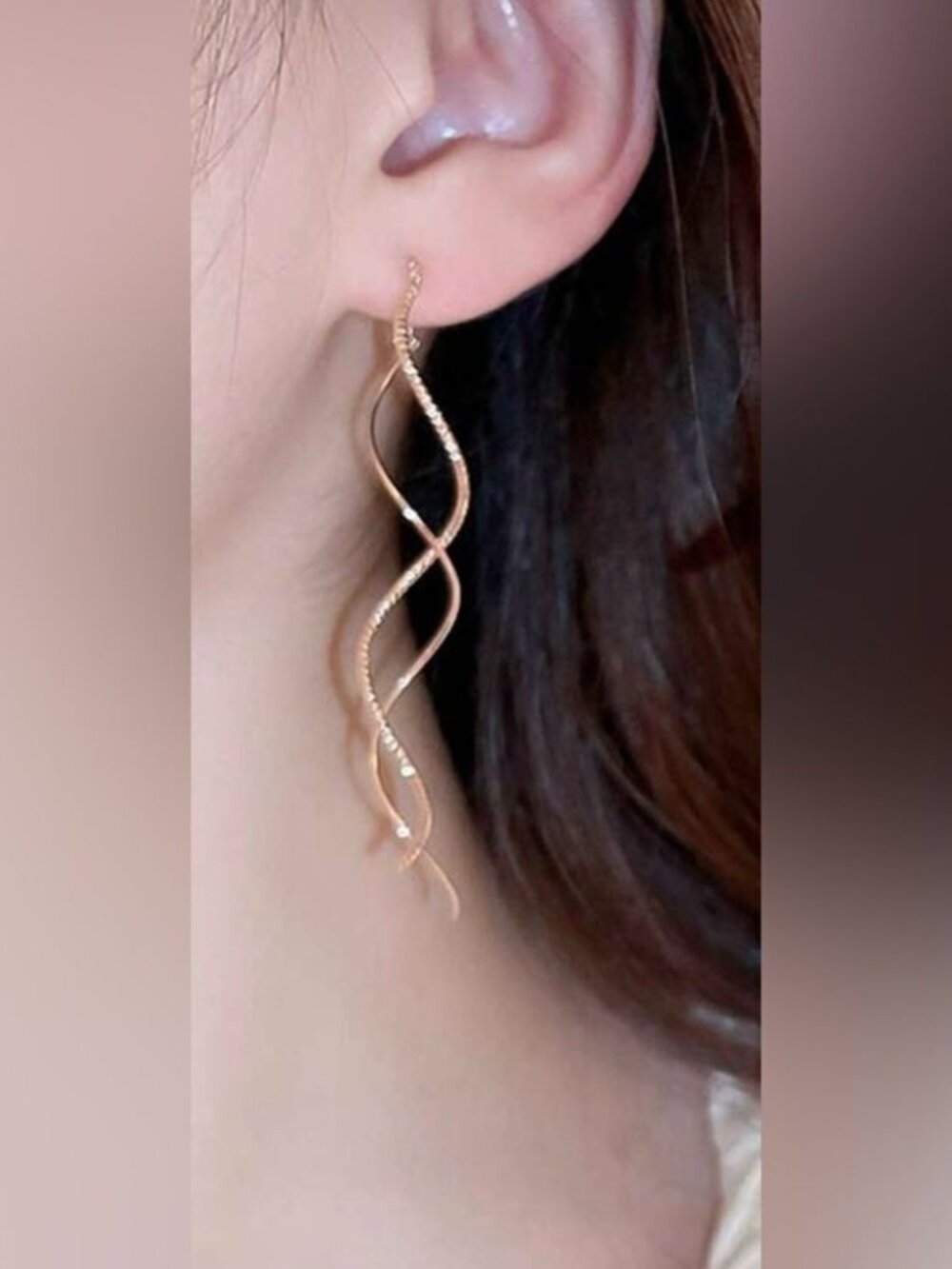 RoseGold Wave Earrings1618
